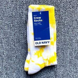 3/$18 Yellow Tye-Dye Fashion Novelty Crew Socks - Brand New